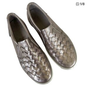 Ecco Light Gold Metallic Braided Leather Shoe